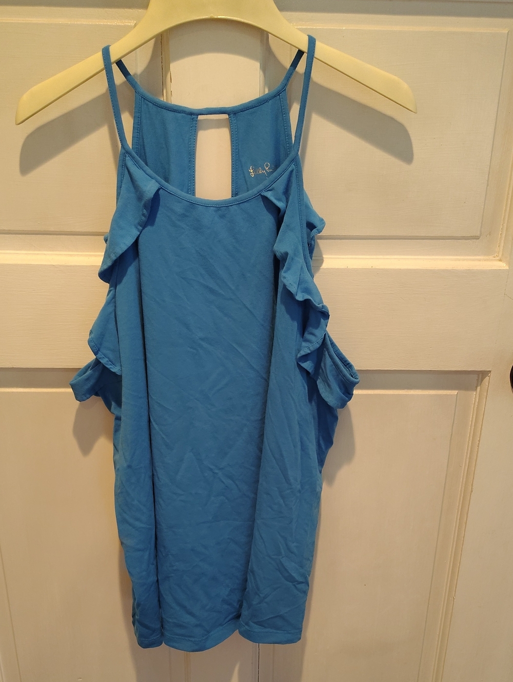 Lily Pulitzer Blue Ruffle Cold-Shoulder Tank Top XL